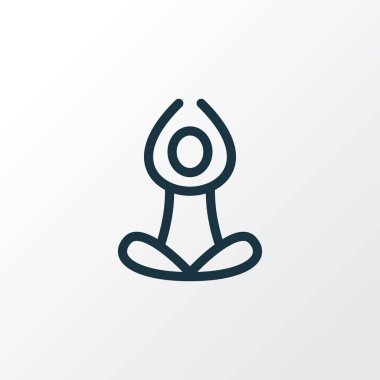 Yoga simgesi çizgi sembolü. Moda tarzında birinci kalite izole meditasyon ögesi.
