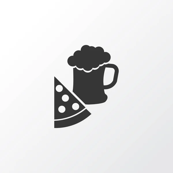 Піца з символом значка пива. Преміум якості ізольований елемент харчування в модному стилі . — стоковий вектор