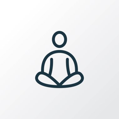 Meditasyon kutsal kişilerin resmi satır sembolü. Premium kalite izole yoga öğe trendy tarzı.