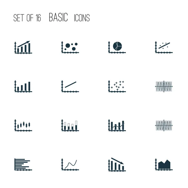 Conjunto de gráficos, diagramas e iconos estadísticos. Colección de símbolos de calidad premium. Los iconos se pueden utilizar para el diseño web, aplicación e interfaz de usuario. — Vector de stock