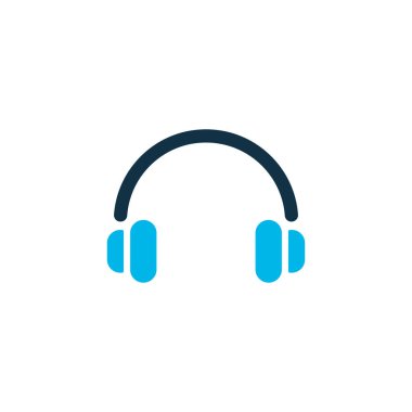 Kulaklık simgesi renkli sembol. Moda tarzında birinci kalite izole kulaklık ögesi.