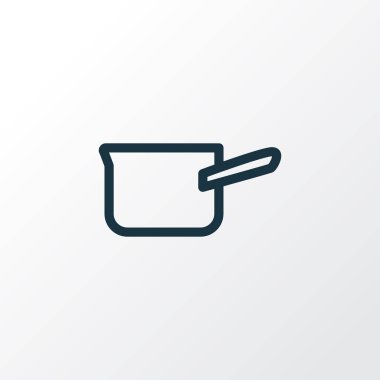 Güveç ikonu çizgisi sembolü. Moda tarzında birinci sınıf kalite izole edilmiş tencere ögesi.