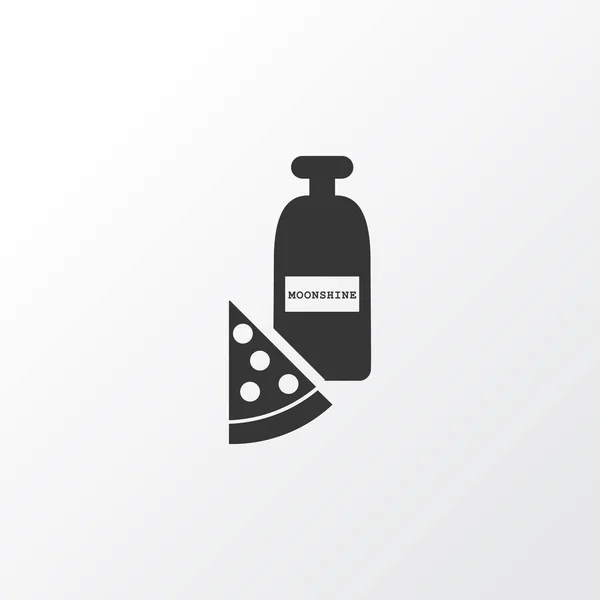 Pizza met maneschijn pictogram symbool. Premium kwaliteit geïsoleerd snack element in trendy stijl. — Stockfoto