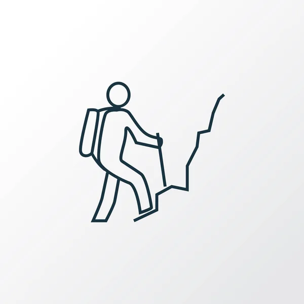 ハイキング男アイコン ライン シンボル。トレンディなスタイルのプレミアム品質分離登山要素. — ストック写真