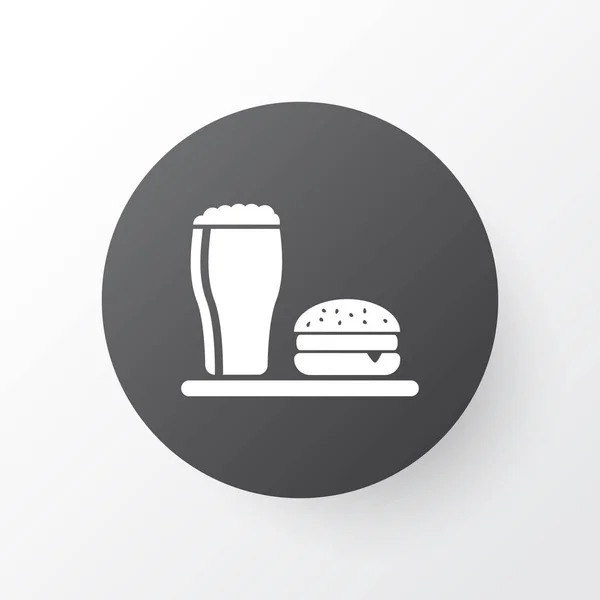 Almuerzo icono símbolo. Cerveza aislada de primera calidad con elemento hamburguesa de estilo moderno . — Vector de stock