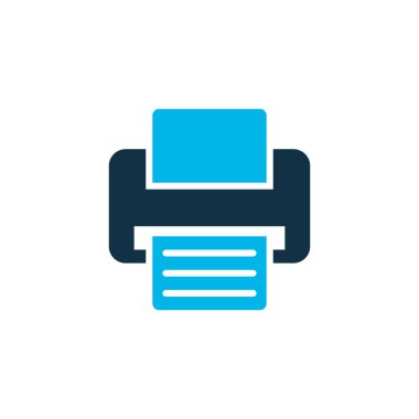 Yazıcı simgesi renkli sembol. Moda tarzında birinci kalite izole faks ögesi.