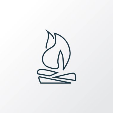 Şenlik ateşi simgesi. Moda tarzında birinci kalite izole kamp ateşi unsuru.