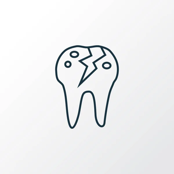 Prasklý zubní ikonu liniový symbol. Prémiové kvality izolované léčby prvek v trendy stylu. — Stockový vektor