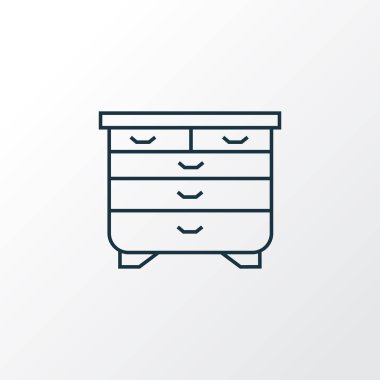 Çekmece birimi simgesi satır sembolü. Üstün kaliteli moda stil öğesinde başucundaki izole.