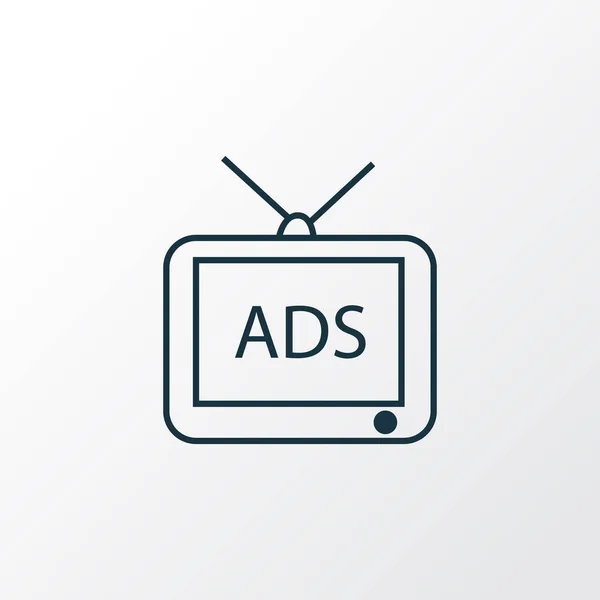 Icono de publicidad símbolo de línea. Elemento tv aislado de calidad premium en estilo de moda . — Vector de stock