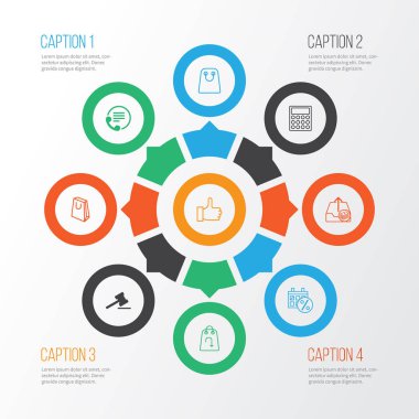 Ticaret simgeler transfer karşılığı, iletişim bilgileri, iade madde ve diğer kadın çantası öğeleri ile ayarlayın. İzole vektör çizim ticaret simgeler.