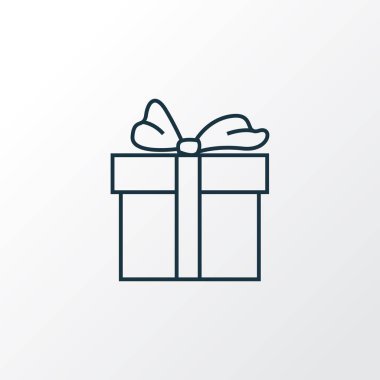 Hediye simgesi çizgi sembolü. Kaliteli kalite izole edilmiş sürpriz ögesi modada.