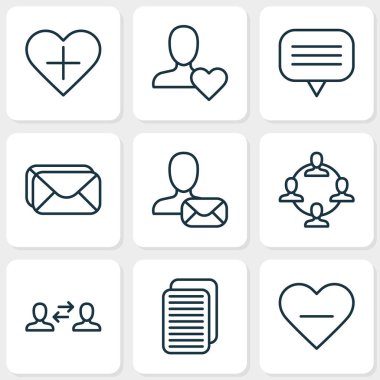 Að kutsal kiþilerin resmi okunmamış mektup, iletişim, Web sayfası ve diğer favori kişi öğeleri ile ayarlayın. İzole vektör çizim ağ kutsal kişilerin resmi.