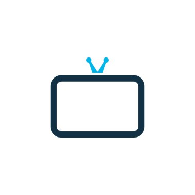 Televizyon simgesi renkli sembol. Moda tarzında birinci sınıf kalitede izole edilmiş televizyon ögesi.