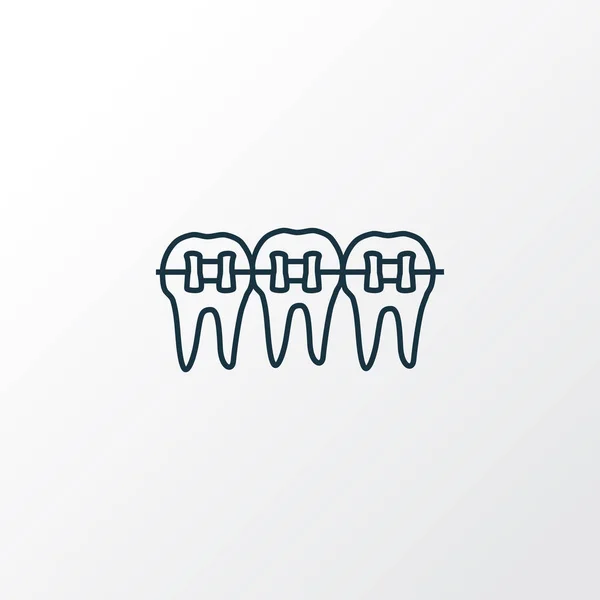 Zahnspangen Symbolzeilensymbol. Isoliertes Gebisselement in hochwertiger Qualität im trendigen Stil. — Stockvektor