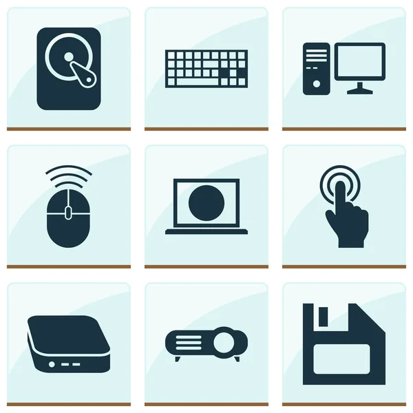 Icônes numériques avec écran tactile, PC, mini PC et autres éléments de présentation. Illustration vectorielle isolée icônes numériques . — Image vectorielle