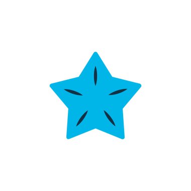 Yıldız meyvesi renkli sembol. Moda tarzında birinci kalite izole edilmiş karambol ögesi.