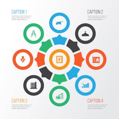 İnşaat simgeler sepeti, bölücüler ve diğer işçi öğeleri bina ev çizim ile ayarlayın. İzole vektör illüstrasyon inşaat simgeler.