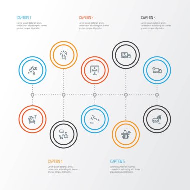 E-ticaret simgeler stil e-ticaret, kalite, alışveriş asistanı ve diğer koruma dükkanı öğeleri kümesi satır. İzole vektör çizim e-ticaret simgeler.