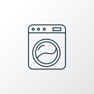 Çamaşır makinesi simgesini satır sembolü. Premium kalite izole çamaşırhanede öğe trendy tarzı.