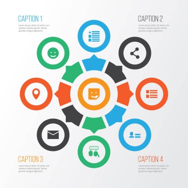 Internet simgeleri formu, emoji, etiket ve diğer soru formu elemanları ile ayarlayın. İzole vektör çizim Internet simgeleri.