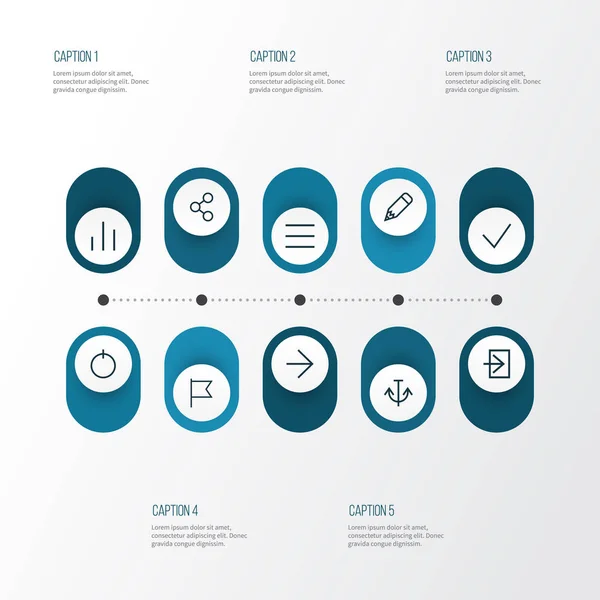 Iconos de usuario conjunto de estilo de línea con lápiz, horario, social y otros elementos de la lista. Iconos de usuario de ilustración vectorial aislado . — Vector de stock