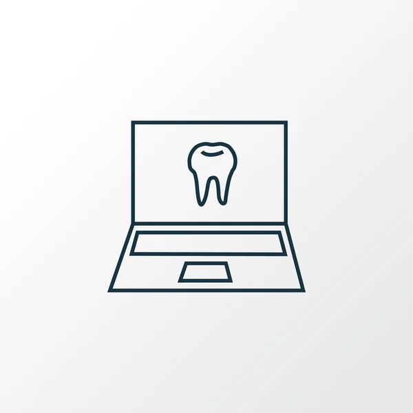 Online dentist icon line symbol. Premium quality isolated laptop element in trendy style. — Stock Vector