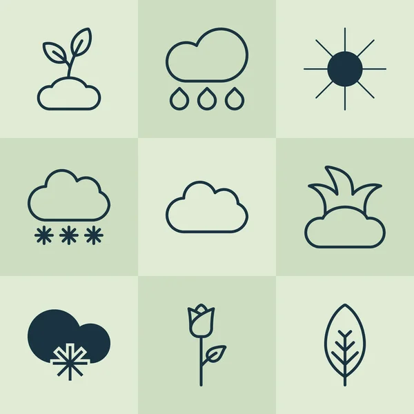 Světové ikony nastavit slunce, výhonek, listí a jiných rostlinných prvků. Izolované vektorové ilustrace světové ikony. — Stockový vektor
