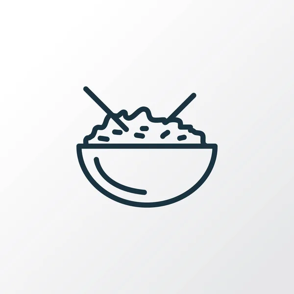 Símbolo Línea Icono Plato Arroz Elemento Alimenticio Japonés Aislado Primera — Vector de stock