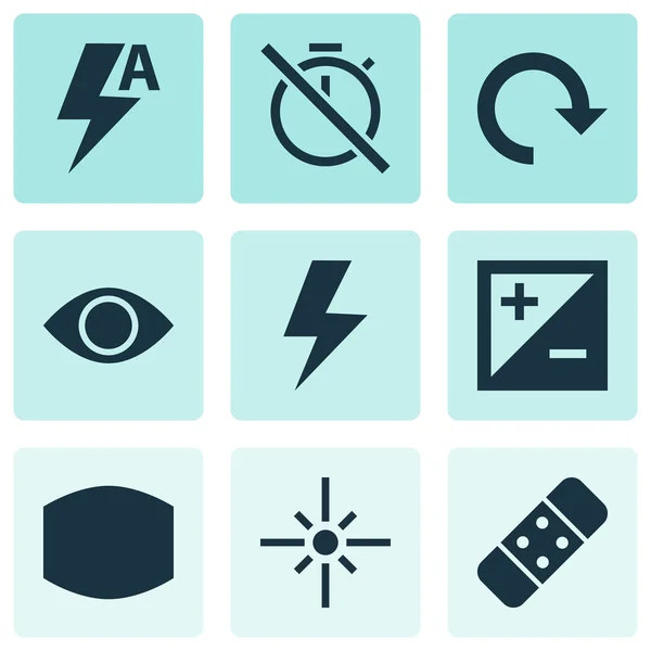 Photo icons set with automatic, lightning, exposure and other eyesight elements. Isolated vector illustration photo icons. — Stock Vector