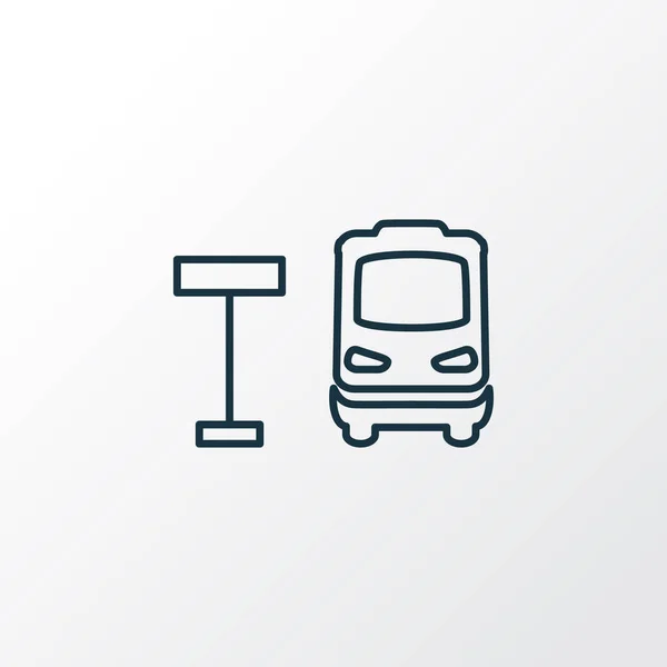 バス停アイコン ライン シンボル。トレンディなスタイルのプレミアム品質分離 autobus 駅要素. — ストックベクタ