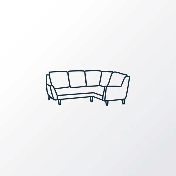 Símbolo de linha de ícone de sofá de canto. Elemento settee isolado de qualidade premium em estilo moderno . — Vetor de Stock