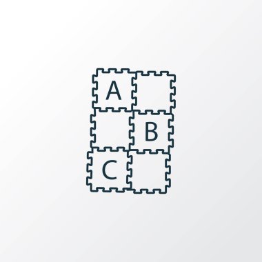 Bulmaca simgesi çizgi sembolü. Moda tarzında birinci sınıf kalite izole yapboz ögesi.