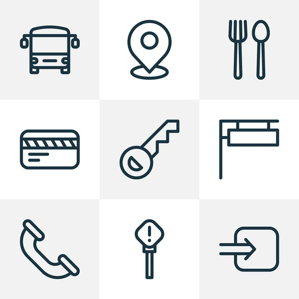 Information icons line style set with call, way in, key and other cafe elements. Isolated  illustration information icons. — Stock Photo, Image