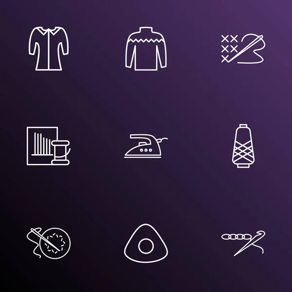 Icons line style set with crochet, cross stitch, mid sleeve and other handicraft elements. Isolated  illustration  icons. — Stock Photo, Image