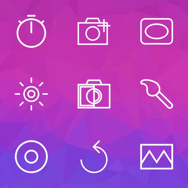 Image icons line style set with photo, colorless, frame and other timer elements. Isolated  illustration image icons.