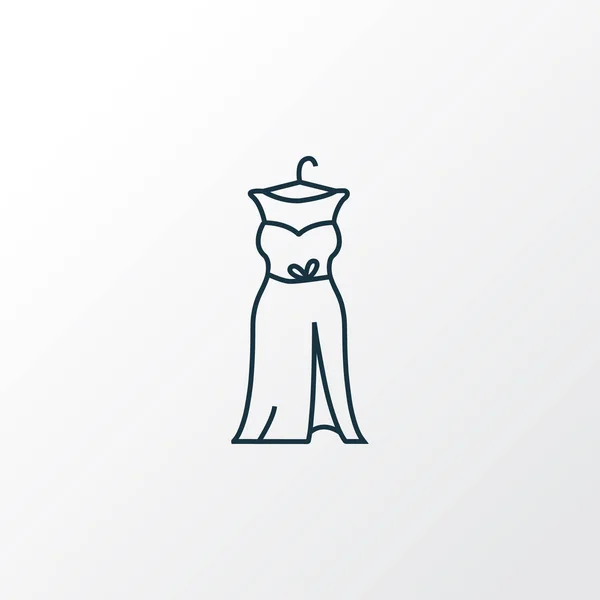 플롬 드레스 아이콘 라인 상징. 유행하는 스타일의 가운에 특별 한 특질의 특제. — 스톡 벡터