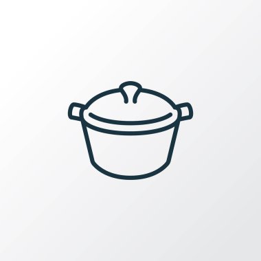 Pot simgesi satır sembolü. Premium kalite izole tencere öğe trendy tarzı.