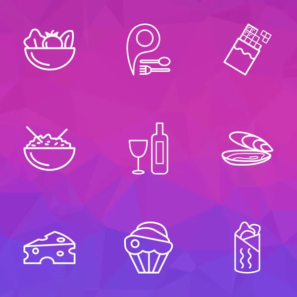 Meal icons line style set with cheddar, cupcake, oyster and other burrito elements. Isolated  illustration meal icons. — Stock Photo, Image