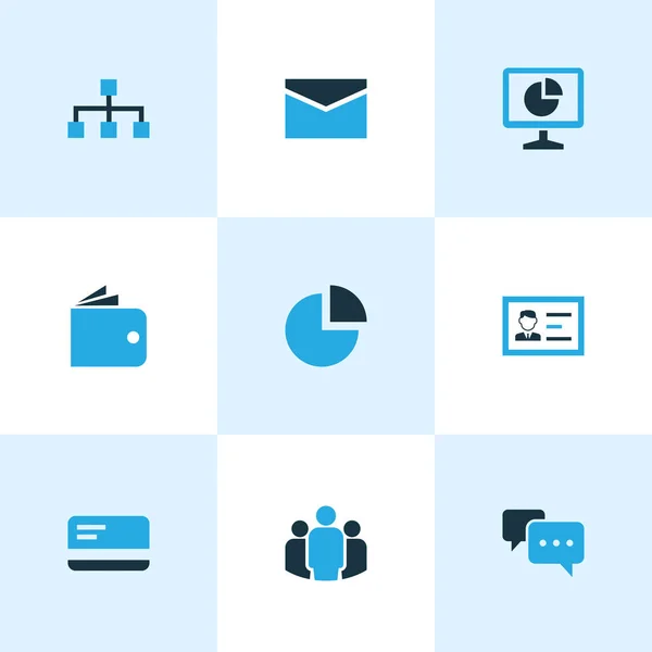 Job icons colored set with network, talk, analytic and other team elements. Isolated  illustration job icons.