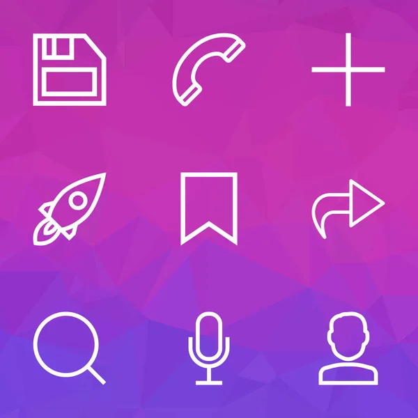 User icons line style set with mike, forward, plus and other add elements. Isolated  illustration user icons.