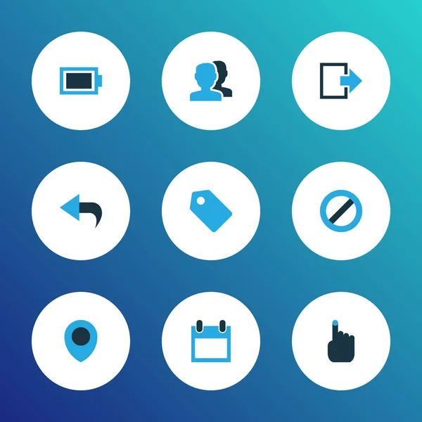 User icons colored set with ban, exit, calendar and other badge elements. Isolated  illustration user icons. — Stock Photo, Image