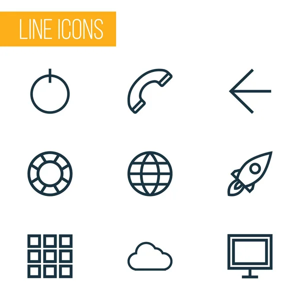 User icons line style set with button, earth, lifebuoy and other cloud elements. Isolated  illustration user icons.