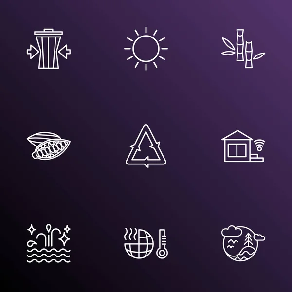 Harmony icons line style set with reduce waste, sunny weather, recycling and other sun elements. Isolated  illustration harmony icons. — Stock Photo, Image