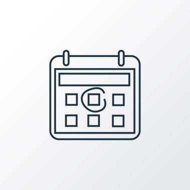 Takvim simgesi çizgi sembolü. Moda tarzında birinci kalite izole tarih ögesi.