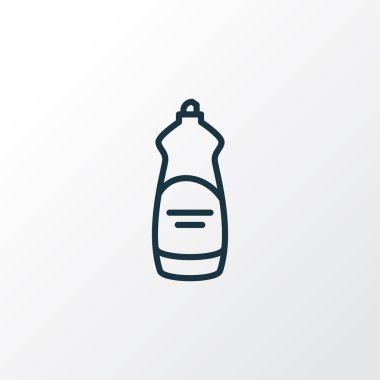 Bulaşık Makinası sıvı simgesi satır sembolü. Premium kalite deterjan moda stil öğesinde izole.