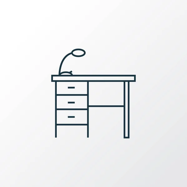 Symbolzeilensymbol am Schreibtisch. Hochwertige isolierte Arbeitsplatzelemente im trendigen Stil. — Stockvektor