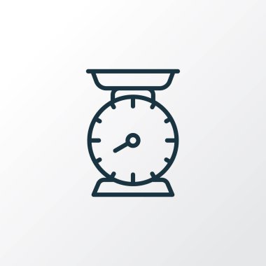 Mutfak simgesi satır sembolü ölçekler. Premium kalite izole ağırlık öğe trendy tarzı.