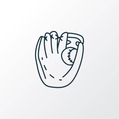 Beyzbol eldiveni simgesi satır sembolü. Premium kalite izole yakalayıcı eldiveni öğe trendy tarzı.