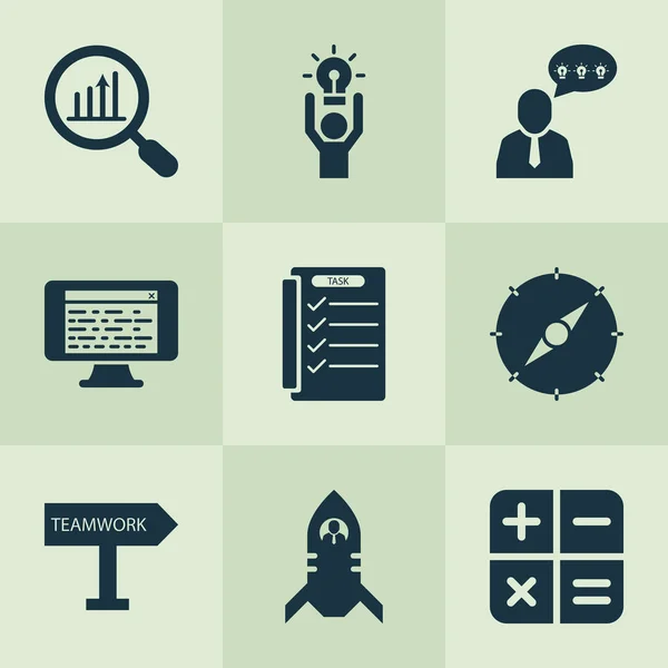 Job icons set with browser window, calculator, destination board and other navigation elements. Isolated  illustration job icons.